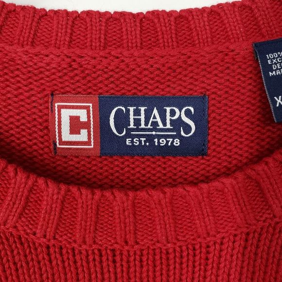 CHAPS Men's Red pull over Sweater extra large - Picture 3 of 7